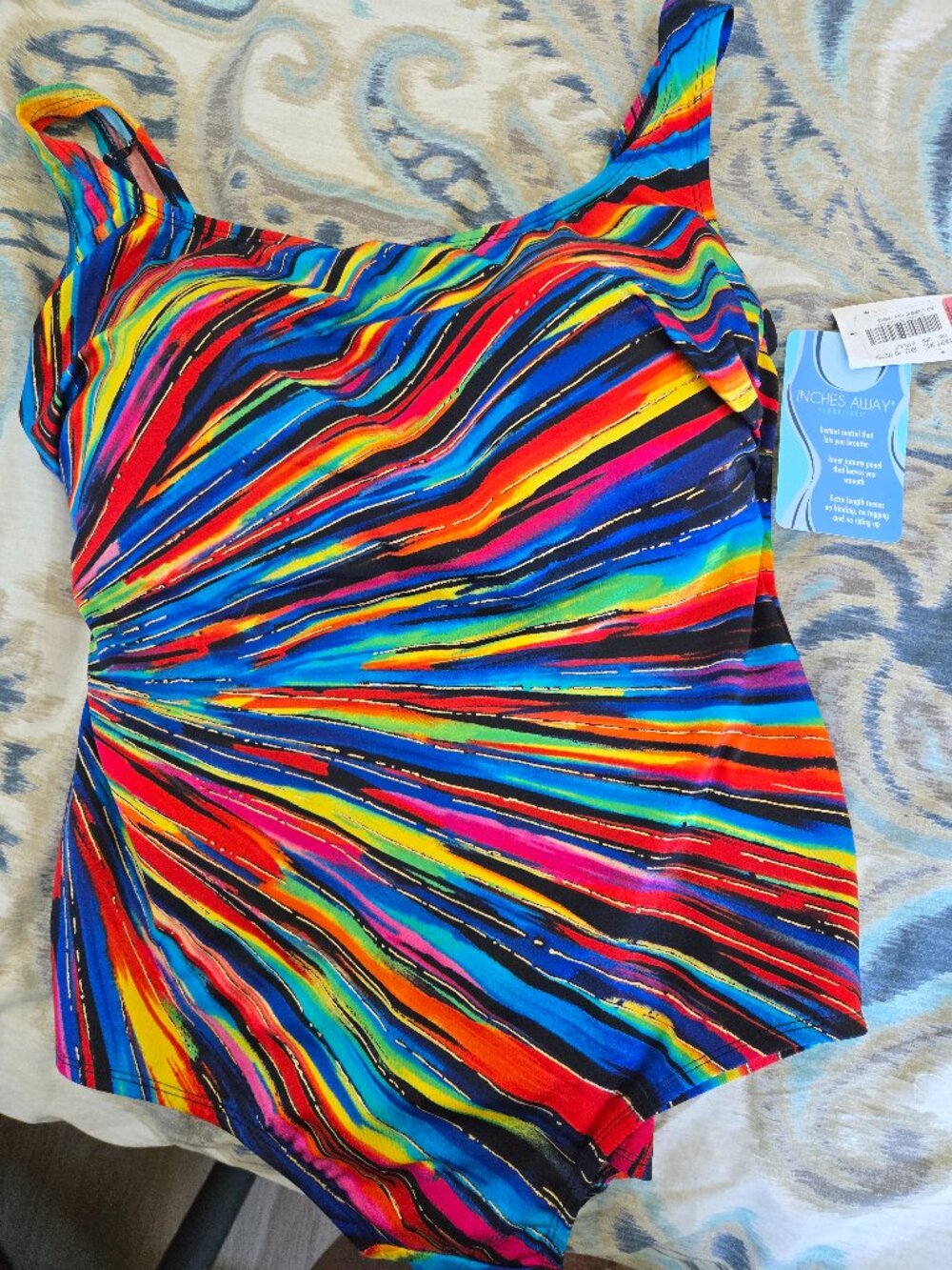 NWT Inches Away One Piece Swimsuit Sz 18 Vibrant Rainbow Multicolor